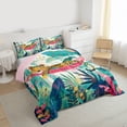 thumbnail image 3 of Feelyou Kawaii Leopard Cheetah Queen Comforter Set, Green Leaves Botanical Bedding Sets, Cute Jungle Animal Reversible Bedding Comforter Set, Microfiber Bedroom Decor, 3pcs, 3 of 8