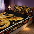 thumbnail image 3 of Manfei Gothic Dragon Animals Zipper Twin Comforter Sets with Fitted Sheet and 2 Pillowcases,Vintage Floral Rose Zipper Bedding Set,Brown Orange,Black Reversible,4pcs, 3 of 8