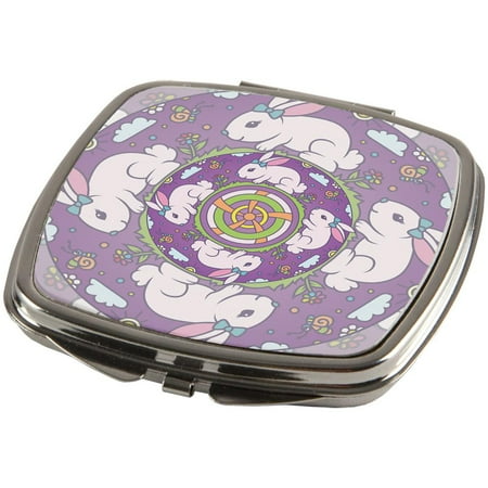 Mandala Trippy Stained Glass Easter Bunny Compact