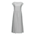 thumbnail image 3 of JUNWELL Caftan Ample Robe Longue pour Femmes Grande Taille Robe en Lin Été Décontractée Sans Manches Col Ras du Cou Poches Robe Maxi, 3 of 4