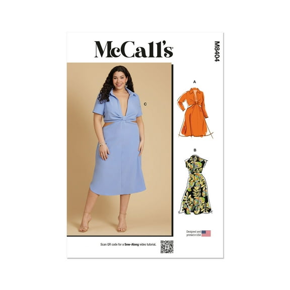 McCall's Sewing Pattern 8404 - Women's Dress With Sleeve and Length Variations, Size: W2 (20W-22W-24W-26W-28W)