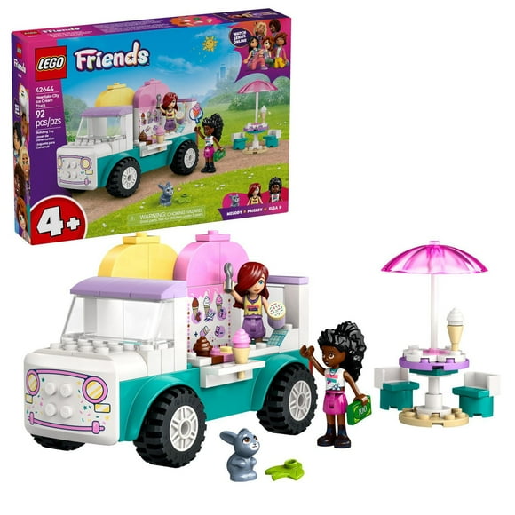 LEGO Friends Heartlake City Ice Cream Truck Toy - Building Toy Pretend Play Set for Kids, Girls and Boys, Ages 4+ - Preschool Building Blocks with 2 Minidolls and Rabbit Figure - 42644, Includes 92 Pieces, Ages 4+