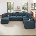 thumbnail image 4 of Marrber Blue 137" 7-Seat Convertible Modular Sectional with Storage, Plush Pillows & Adjustable Armrests in Pet-Friendly Cloud Corduroy, 4 of 10