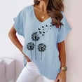 thumbnail image 2 of cfhntfmh Summer Tops for Women Short Sleeve V Neck Cotton Linen T Shirts Printed Casual Loose Blouses Fashion Outfits, 2 of 6