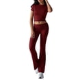 thumbnail image 1 of Pantalón de Traje de Corta Ajustado de Color Liso Color Vino Tinto L, 1 of 9