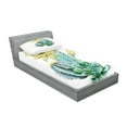 thumbnail image 2 of Ambesonne Flower Fitted Sheet & Pillow Sham Set, Plant Spikes Cactus, Twinxl, Blue and White, 2 of 2