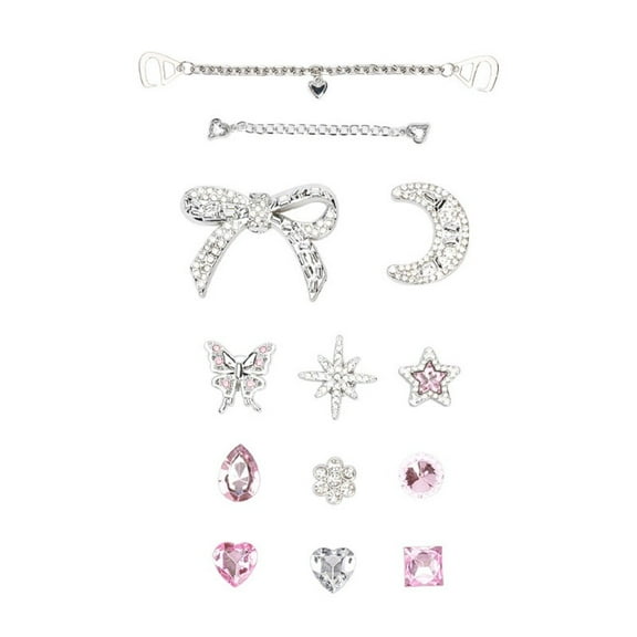 Shoe Decorations and Accessories: Bows, Stars, Glitter, Moons, Shoe Flowers, Chains, Decorative Buckles, and Other Accessories Compatible with Shoes