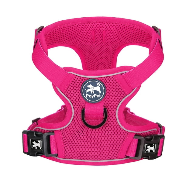 PoyPet Reflective Mesh Dog Harness - Soft Breathable No-Pull Vest, Adjustable For Medium Dogs (Military Green, L)