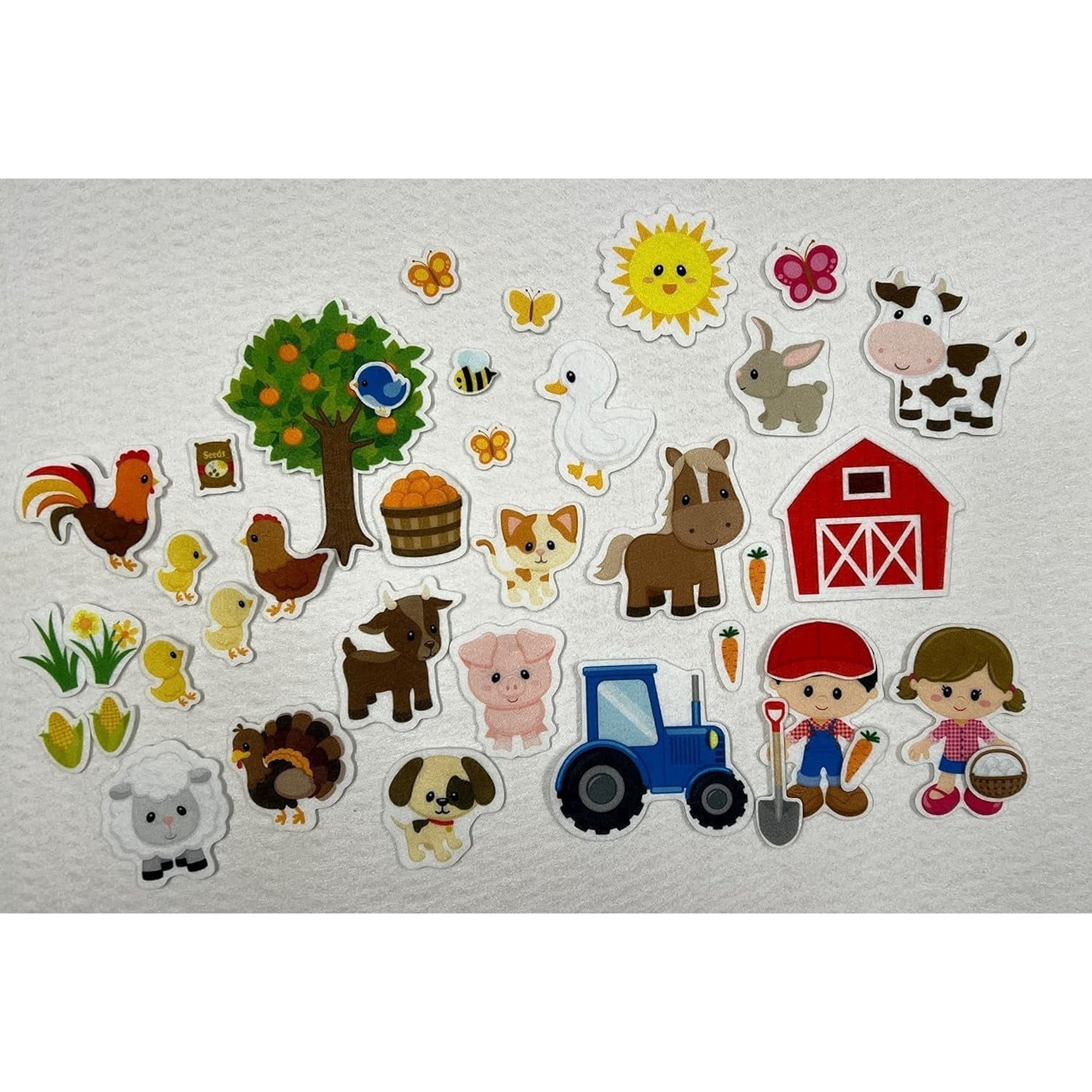 37 Piece Farm Animals Felt Figures for Flannel Board Felt Board Story Set PRECUT Story Time Felts Made in USA*