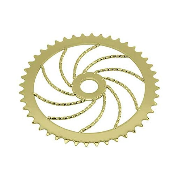 Gold Lowrider Twisted Steel Bike Chainring 1/2 X 1/8 44t. Steel bicycle chainring, bike sprocket, bicycle sprocket for 1 peice crank.