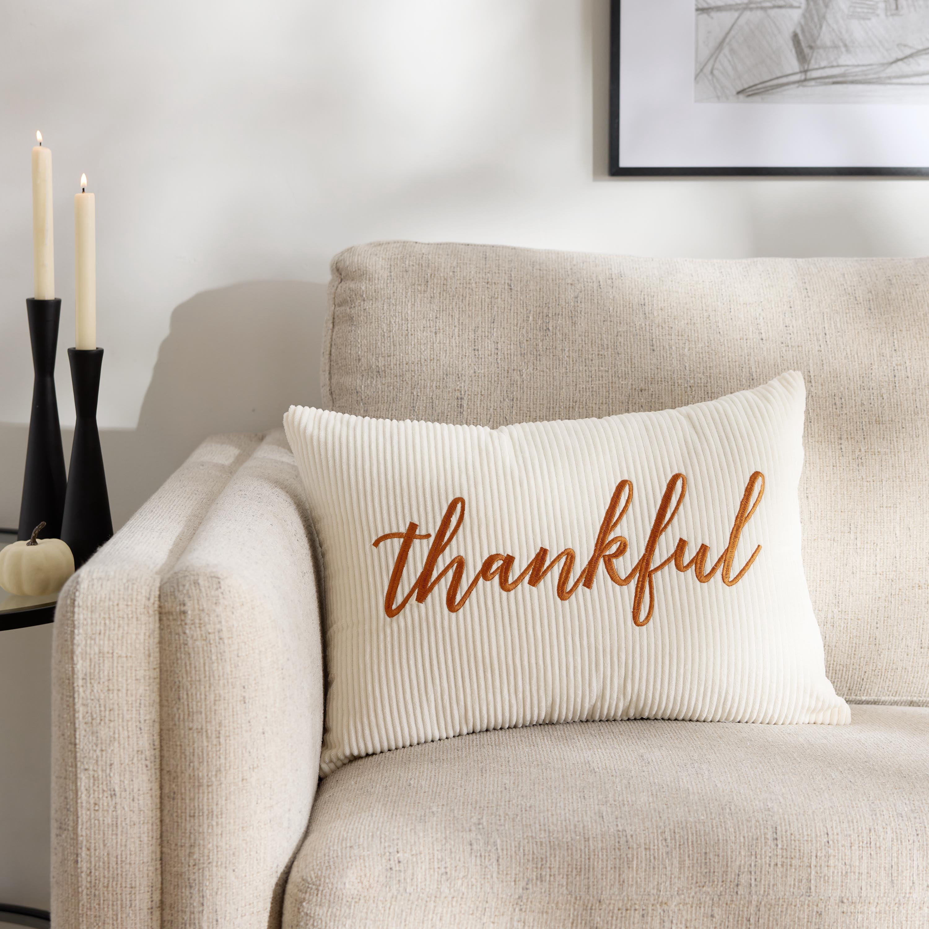 Way To Celebrate Thankful Decorative Pillow, 14 in x 20 in