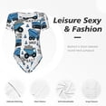 thumbnail image 4 of Kdxio Blue Excavator for Women's Short-Sleeved Onesie Stylish Round Neck Pajamas Bodysuit Jumpsuit Nightwear-Small, 4 of 7