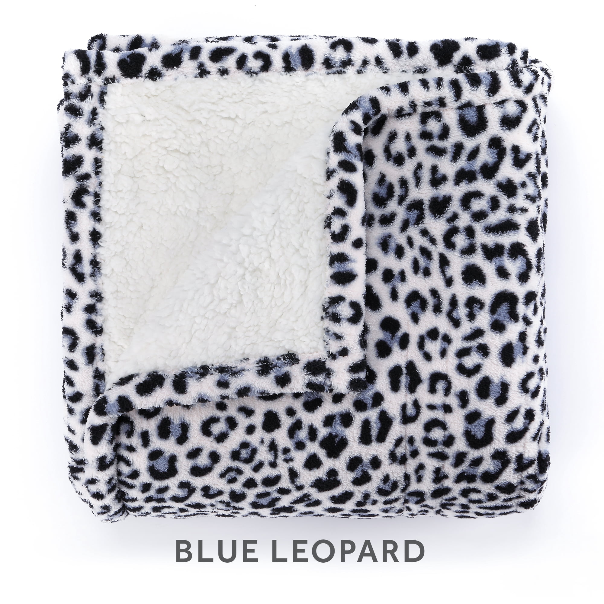 Sunbeam Heated Electric Throw Blanket, Cozy Sherpa, Blue Leopard, 50 x 60  - Walmart.com