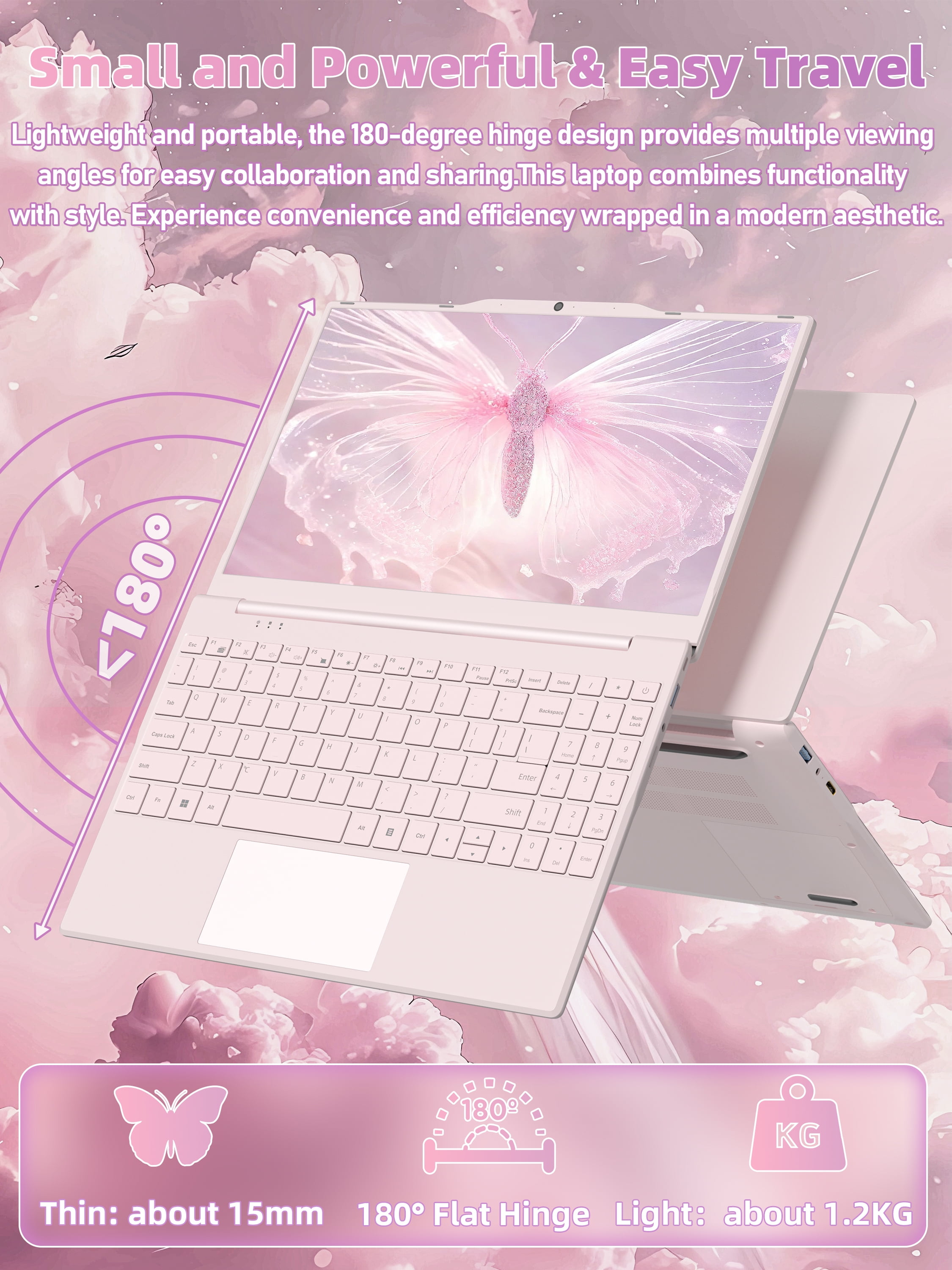 【Office 2024/Win11 Pro 】14" Full Size Numeric Keypad Laptop,Celeron N5100(Up to 2.8), 8G RAM(Up to 32GB Expansion),256G NVMe SSD,1920P IPS FHD,180° Hinge/WiFi/BT,PC,Notebook,PC