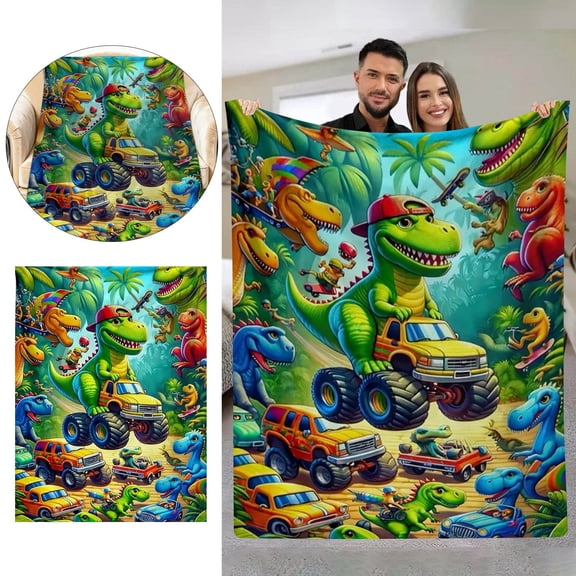 Soft Flannel Dinosaur Blanket, Flannel Blanket with Endless Cuteness, Soft Comfort and Warmth Suitable for All Season Bedding