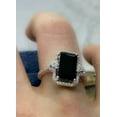 thumbnail image 2 of Engagement Ring 14K White Gold Plated 3Ct Emerald Lab-Created Black Diamond, 2 of 4
