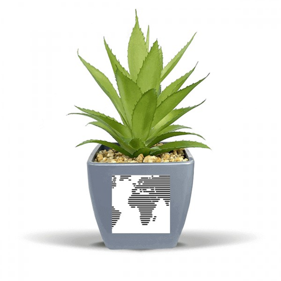 Simple Black Line World Map Pattern Fake Pineapple Flower Pot Vase Mini Decor
