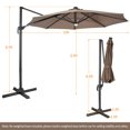 thumbnail image 2 of Gymax 10FT Cantilever Solar Umbrella 28LED Lighted Patio Offset Tilt 360° Outdoor Coffee, 2 of 10