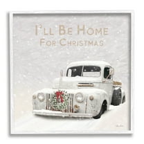 Stupell Industries Home For Christmas Phrase Holiday Painting White Framed Art Print Wall Art, 24 x 24