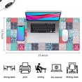 thumbnail image 5 of Long Mouse Pads for Desk,Blue Boho Pioneer Flower Patchwork Desk Mats on Top Of Desks, Desk Mouse Pad Extra Large with 3mm Non-Slip Base and Stitched Edge for Gaming,Work,Home 35.4"x15.7", 5 of 5