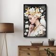 thumbnail image 6 of Framed Canvas Wall Art 24x36 – Elegant Woman with White Flowers, Golden Butterflies & White Cockatoo for Living Room, Bedroom, Home Office, 6 of 12