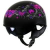 Outlaw T-72 'Flowers and Pink Skull Butterflies' Half DOT Helmet with Drop Down Tinted Visor Small