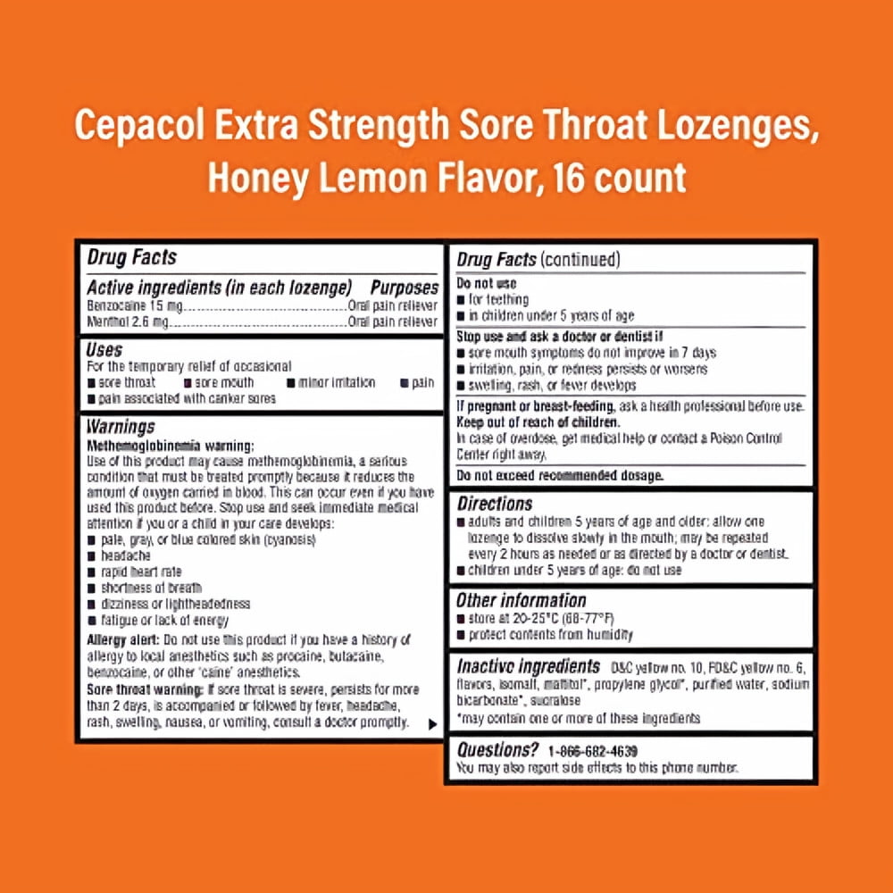 Cepacol Maximum Strength Throat Drop Lozenges Honey Lemon (Pack of 48)