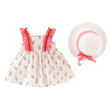 

Little Girl Dress Baby Ruffle Hat Princess Pineapple Girls Skirt Toddler Summer Cool Cute