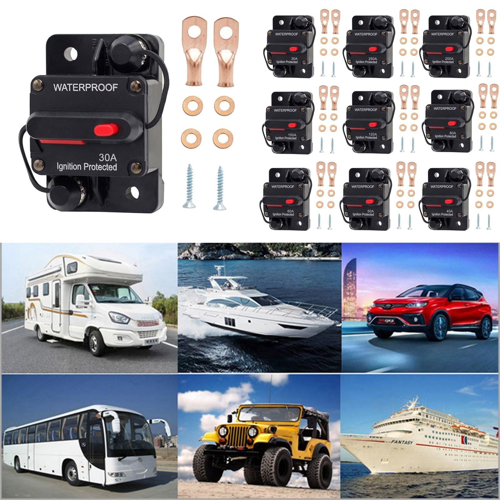 Car Battery Disconnect Switch Battery Cut Off Switch 12V Manual Reset Circuit Breaker Marine Battery Switch Battery Kill Switch for Automotive Car Boat Rv Black 1 Pack