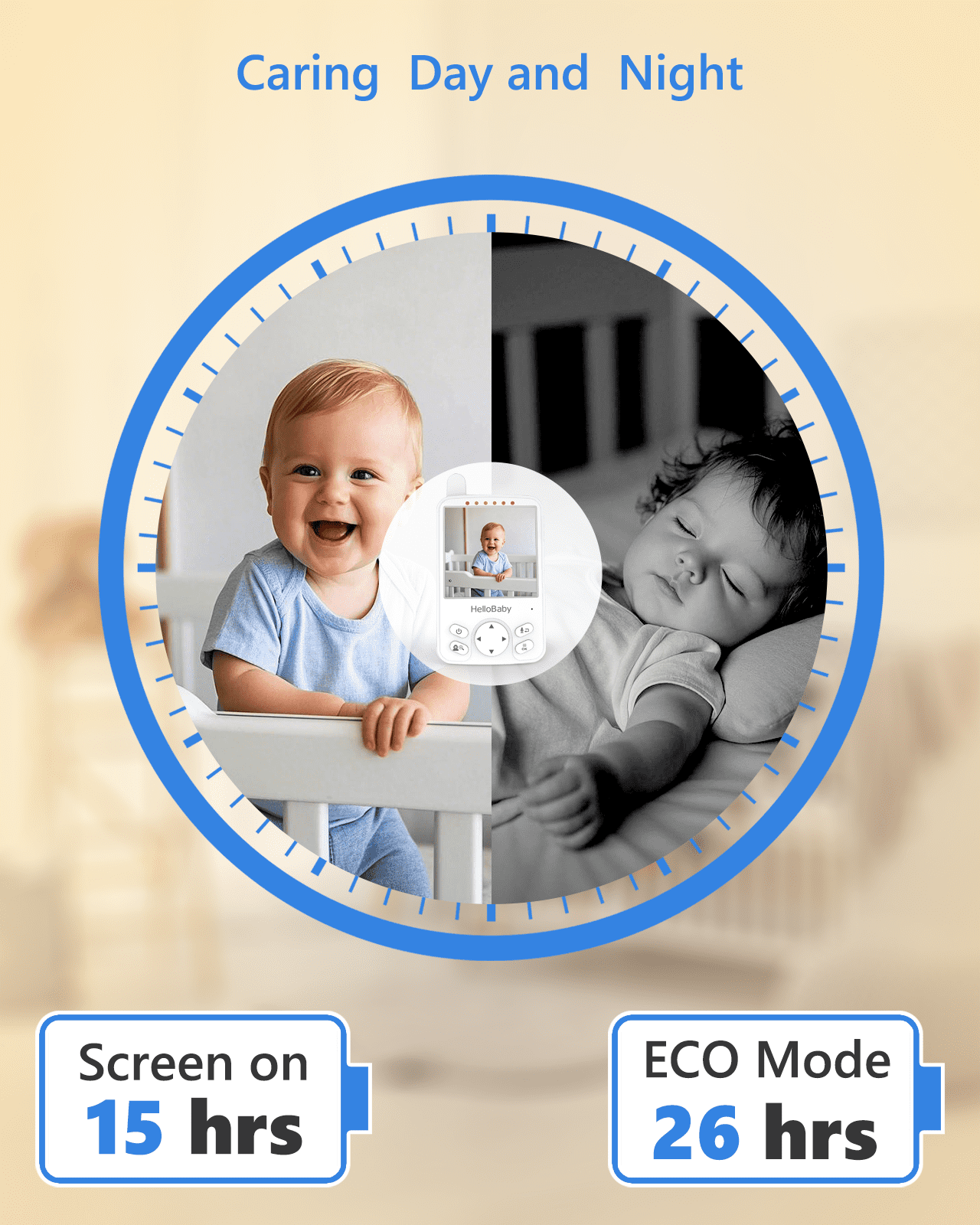 HelloBaby Video Baby Monitor with Remote Pan-Tilt and 4" LCD Screen, HB6341