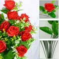 thumbnail image 4 of Artificial Cemetery Flowers, Set of Artificial Rose Bouquet Graveyard Memorial Flowers with Vase for Cemetery Headstones Decoration (Red-Pcs), 4 of 5