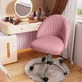 thumbnail image 4 of Swivel Office Chair, Armless Cute Desk Chair, Modern Adjustable Padded Fabric Vanity Task Computer Chair, Home Office Desk Chairs with Wheels (Pink), 4 of 5