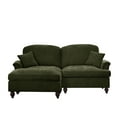 thumbnail image 6 of Newest Elegant Large Two Seater Modular L Shaped Sofa Couch,Flared Arms,Removable Ruffles Pleats Skirts,Spindle Legs, Comfy Chenille Loveseat Sofa,Movable Ottoman,Green, 6 of 20