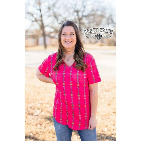 Crazy Train Pink Western Top