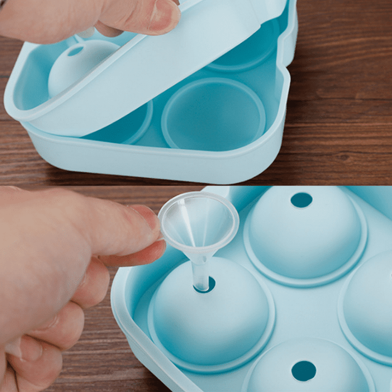 4 Holes, Silicone Large Ice Ball Maker, Cocktail Whiskey Ice Ball Mold, Round  Ice Mould, Kitchen Bar Accessory (with Funnel) - Temu