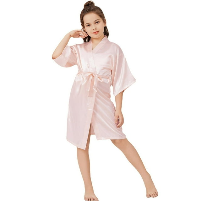 sertiohcv Button Down Pajamas Sets Girls Robes Birthday Kids Party Wedding Bridal Party Flower Girl Robe Pink Size for A