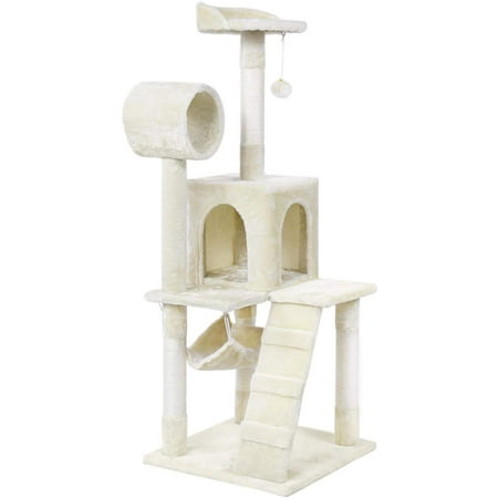 YAHEETECH Cat Tree Tower Kitten Condo Scratching Post with Hammock Tunnel 51in