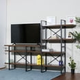 thumbnail image 4 of Davee Furniture Open Antigue Wood Shelves 6-tier Entertainment TV Stand - 56.69*82.68*13.78 inches, 4 of 5