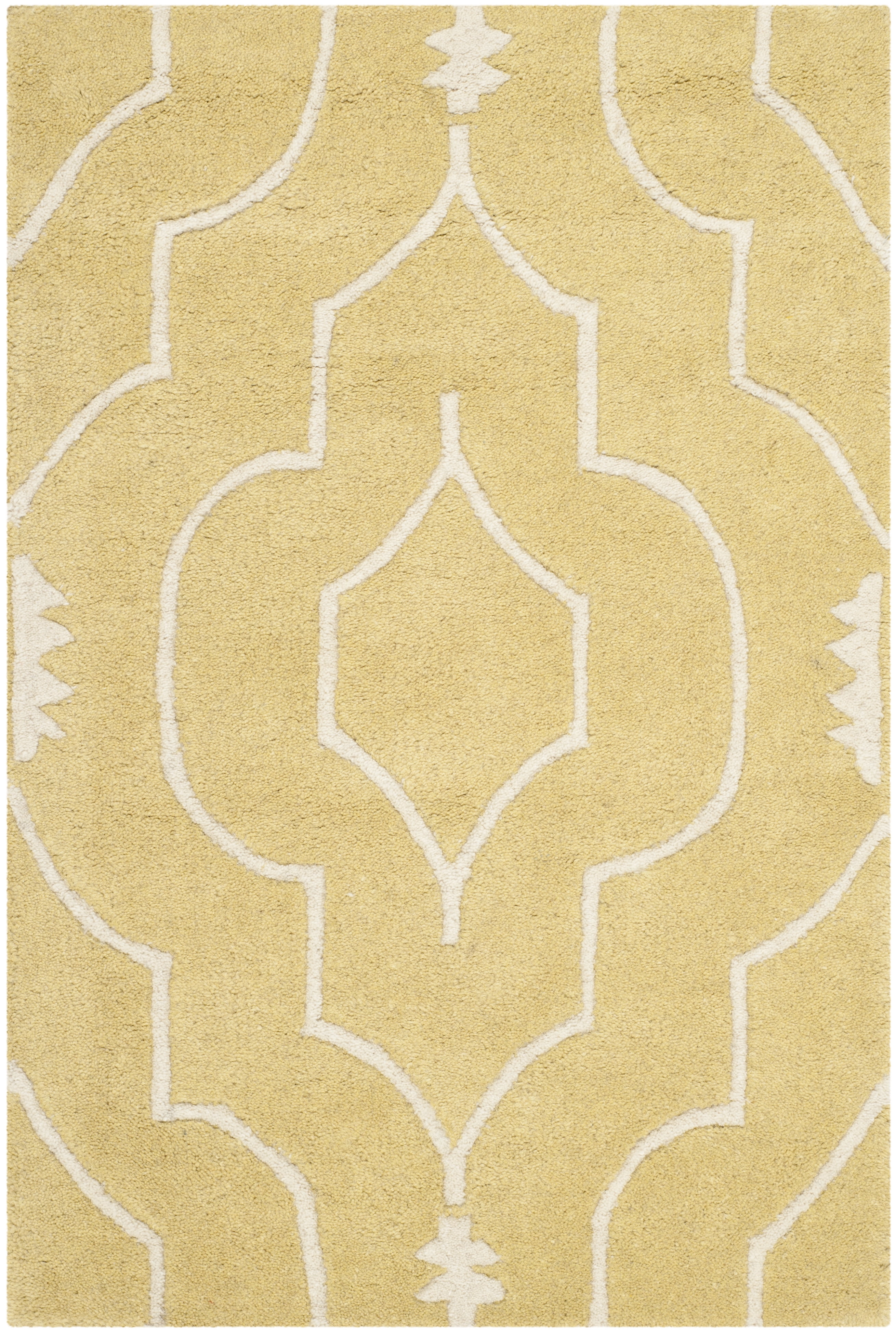 SAFAVIEH Chatham Xanthia Geometric Wool Area Rug, Light Gold/Ivory, 3' x 5'