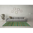 thumbnail image 3 of Ahgly Company Machine Washable Indoor Round Oriental Turquoise Blue Modern Area Rugs, 7' Round, 3 of 4