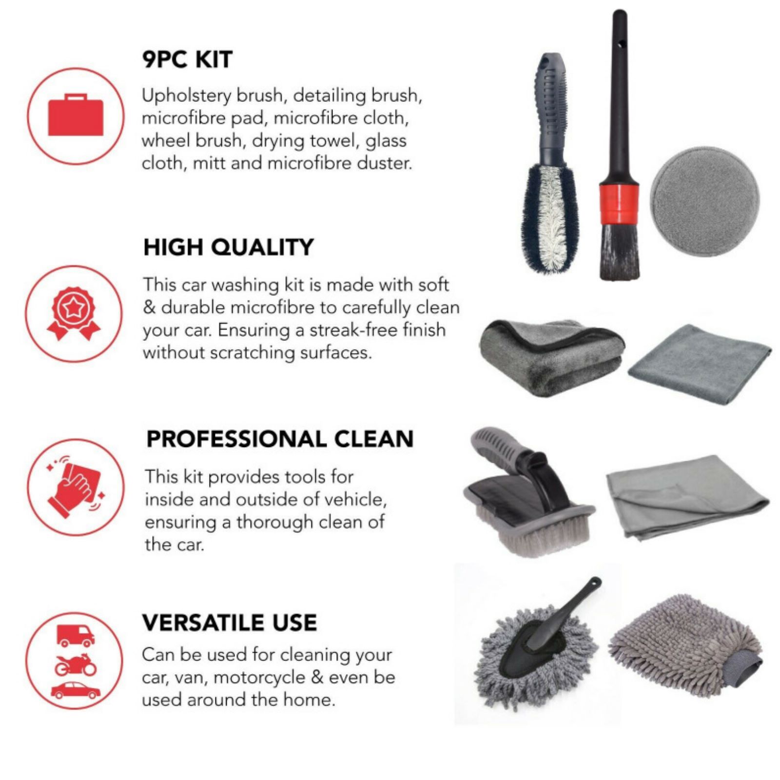 shulin 10Pcs Car Detailing Kit Interior Cleaner, Detailing Brushes Car Cleaning Kit for Wheel, Dashboard, Air Vent