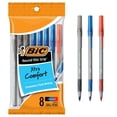 thumbnail image 1 of BIC Round Stic Grip Extra Comfort Assorted Colours Ballpoint Pens, Medium Point (1.2mm), 8-Count Pack, Perfect Writing Pens With Soft Grip for Superb Comfort and Control, 1 of 6