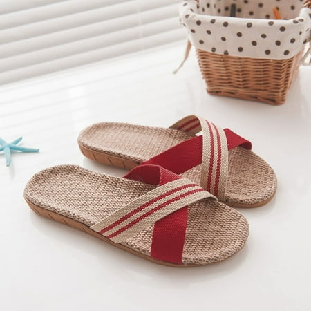 

Women s Fashion Anti-slip Linen Home Indoor Open Toe Flat Shoes Beach Slippers Women Slipper Sock 9 Women Slippers Warm Slippers for Women Warm Ups Summer Home Slippers Women Outdoor Slippers Women
