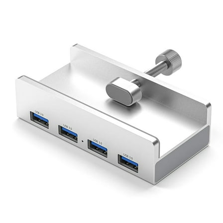 Aluminum USB 3.0 Hub Clamp 4-Port Splitter 4.92 Ft Data Cable Desktop Without Power Adapter