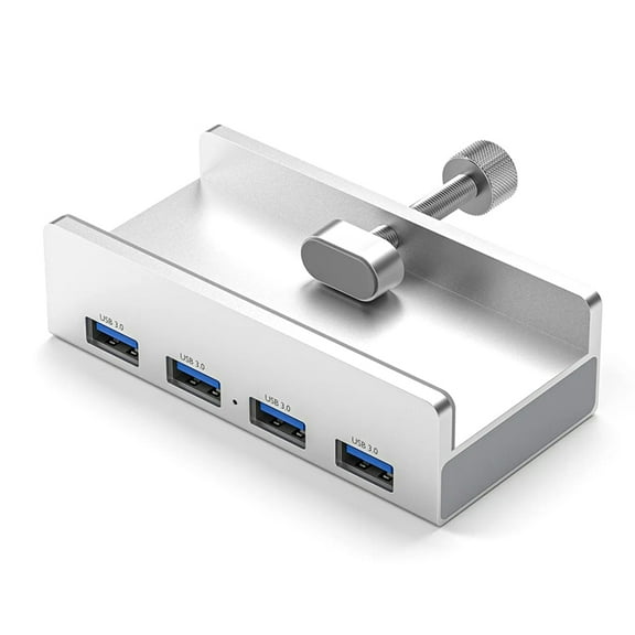Aluminum USB 3.0 Hub Clamp 4-Port Splitter 4.92 Ft Data Cable Desktop Without Power Adapter
