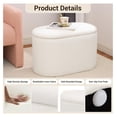 thumbnail image 3 of Oval Ottoman with Storage for Living Room, Modern Linen Fabric Foot Stools Ottoman, Upholstered Vanity Stool Foot Rest, Small White Storage for Bedroom, Entryway, Dorm, 3 of 8