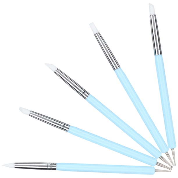 Pinceles para cerámica, 5 piezas, bolígrafos de silicona para esculpir arcilla, para decoración de uñas, con diseño elevado