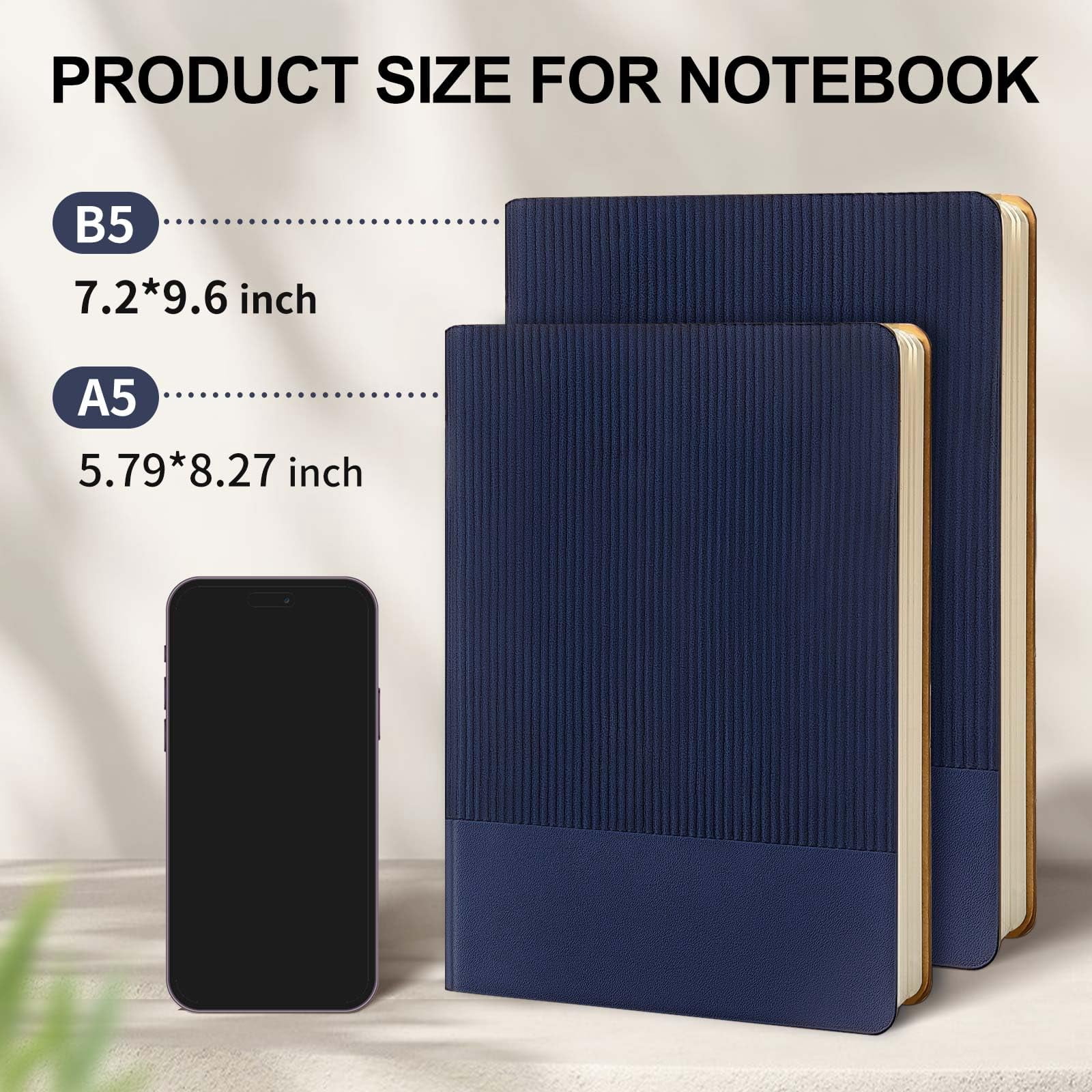 Lined Journal Notebook For Work College Ruled Note Book 5.79"x8.27" A5 Pu Leather Daily Journaling 216 Pages Women Men Writing Home School Supplies Business (a5 216pages  2 Pack-darkblue/darkgreen)