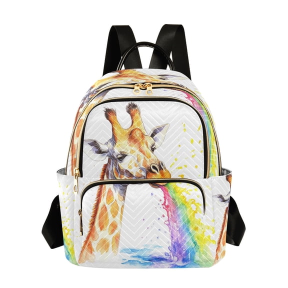 Quilted Backpack Fashion Backpack 10.23*5.11*12.59 Inch Women's Fashion Backpack Picnic Shopping Travel Out Sports backpack Rainbow Giraffe Pattern