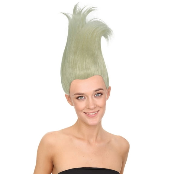 HPO | Adult Women's Blonde Straight Spiked Troll Wig| Breathable Capless Cap